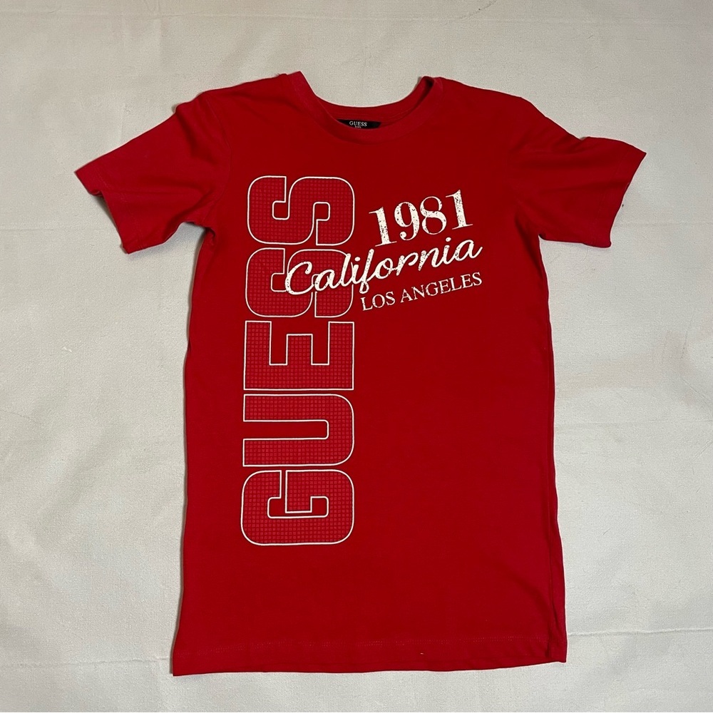 Guess Short Sleeve Red Cotton T-shirt Size L (16-18)